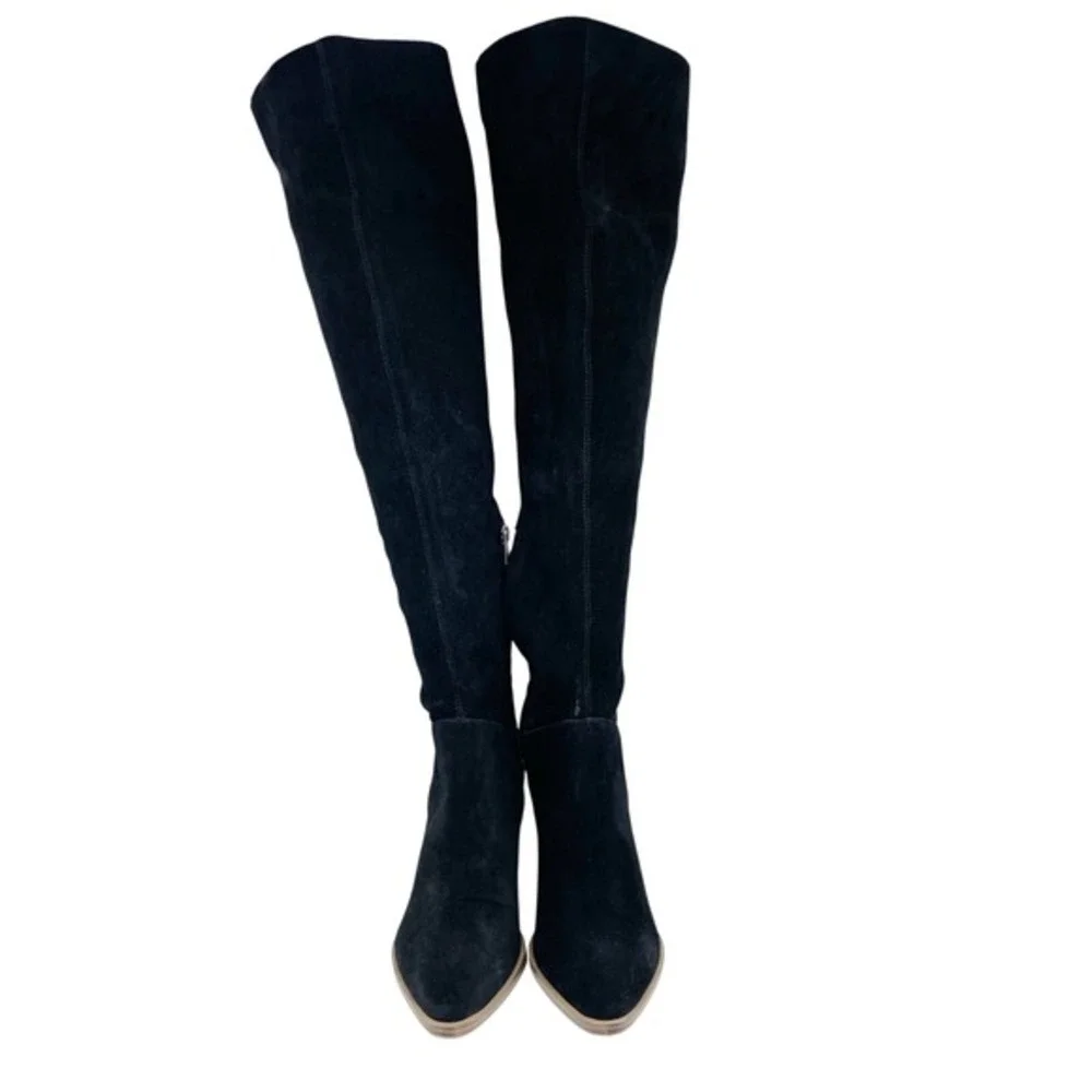 BP. Women's Hensley Lea Black Suede Block Heel Over the‎ Knee Boots Size 7.5 M